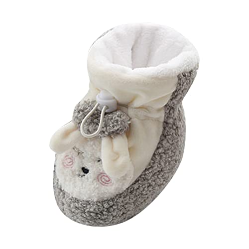 Baby Shoes Cotton Shoes Plus Velvet Thick Warm Soft Soled Shoes Cute Do Not Fall Before The Toddler Boots For Girls Grey #TOP6