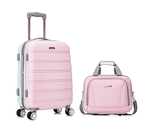 Image of Rockland Melbourne Hardside 2 Piece Expandable Spinner Wheel Luggage Set, Carry-On 20 inch and Tote 14 inch, Mint