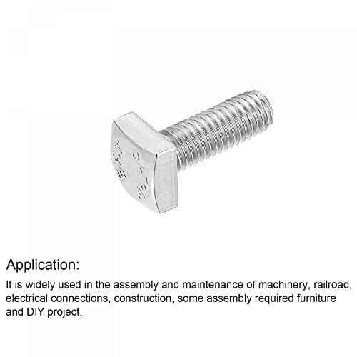 Image of uxcell Square Head Bolt, 5pcs M8x20mm Fully Thread 304 Stainless Steel Grade C Square Machine Screws