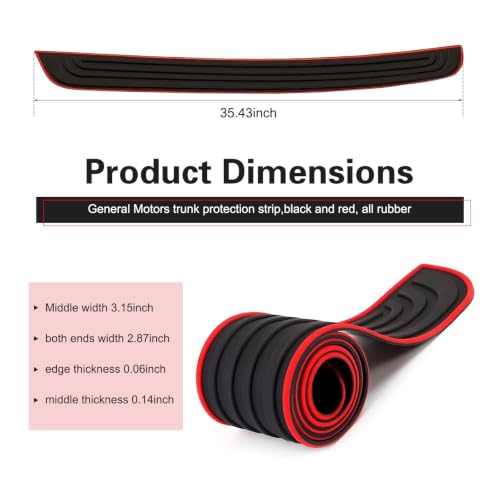Image of Car Rear Bumper Protector, 35inch x3.15inch Rear Bumper Protector, Car Rear Bumper Edge Guards, Trunk Anti-Collision Sticker, Rubber Anti-Scratch Automotive Exterior Accessories (Red)