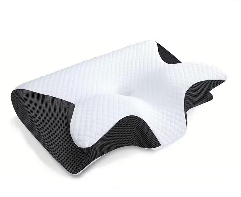 Genérico Almohada Cervical de Espuma Viscoelástica con Memoria – Diseño Ergonómico en Forma de Mariposa – Soporte para Cuello y Columna – Almohada Ortopédica para Dormir Cómodamente