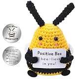 Camptrip Positive Biene, Pocket Hug Biene, Positive Gestricktes Biene Puppe, mit Positiver Energiekarteund Edelstahl Mini-Glücksbringer, Lucky Bee Positive Geschenke, Motivations Mutmacher Geschenk