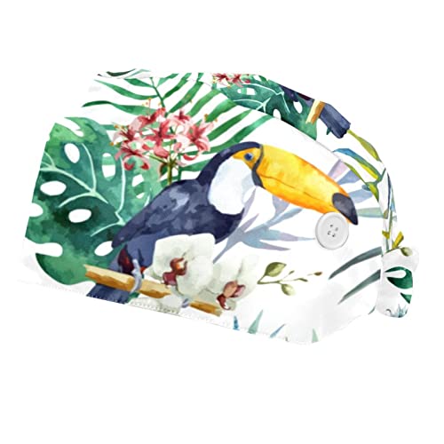 Chapeaux bouffants JDEZ avec motifs tropicaux toucan pour le travail quotidien
