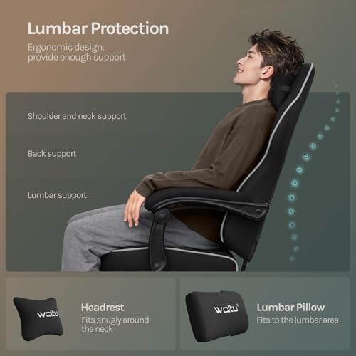 Sedia Gaming, Ampia Sedia da Ufficio Ergonomica Imbottita con Cuscino a Molla, Alta Capacità di Carico, Poltrona per Computer con Schienale Alto e Poggiapiedi, Tessuto a rete, Nero, GS11sz - Sedia gaming - Immagine 4