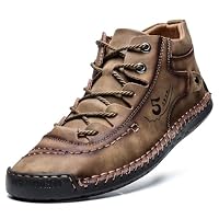 puruismate Herren Freizeitschuhe Leder – Bequeme Leichte Halbschuhe mit Schnürung, rutschfeste Mocassin Business Schuhe für Büro, Autofahren und Alltag Größe 46