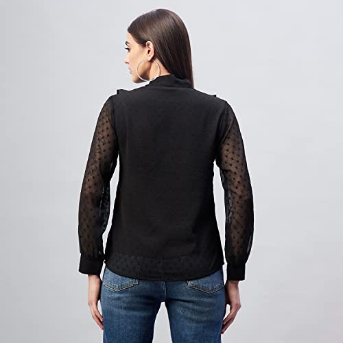 Image of Carlton London Women's Solid Polyester Blend Regular Fit Blouse