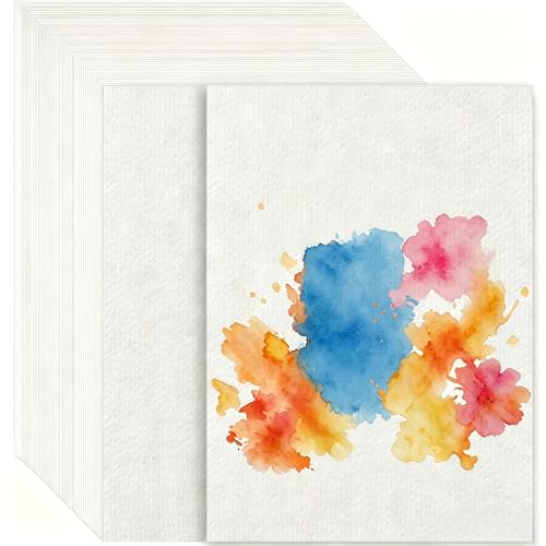 Liyerfer 50 Sheets Watercolour Paper Bulk 140 lb/300 GSM Cotton Cold Press Water Colour Paper Art Paper Drawing Painting Supplies Postcards Easter Gifts for Beginner Artists Students Adults 5 x 7