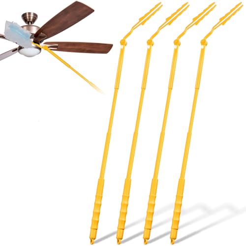 Image of Colingmill 4 Pcs 3 ft Replacement Handles Compatible with Duster Refills, Long Extended Handle Only, Adjustable Length for Ceiling Fans, Blinds, Shelves, Windows, Foldable & Extendable (Yellow)