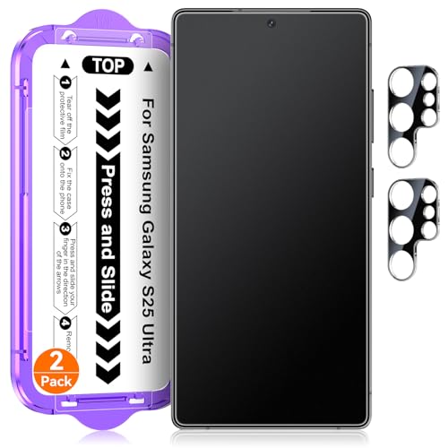 Ksleri 2 Pack for Samsung Galaxy S25 Ultra [6.9 Inch] Matte Glass Screen Protector + 2 Pack Camera...
