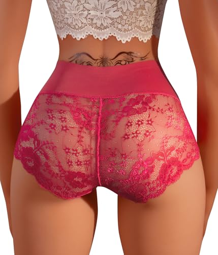 Hibluco Sexy De Encaje para Mujer Bragas Sin Costuras Cintura Alta Ropa Interior