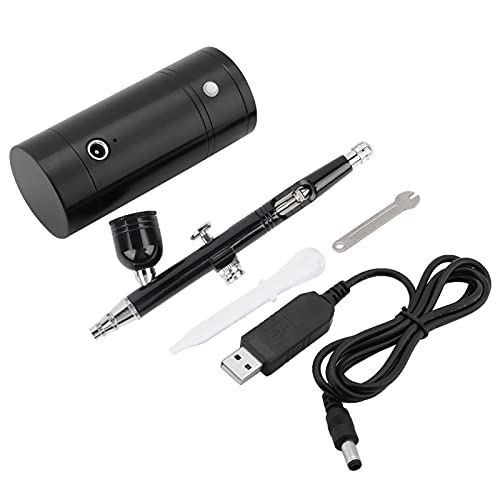 Image of EVGATSAUTO Aluminum Barber Compressor, 0.3mm Black Mini Air Compressor Spray Gun Airbrush Set
