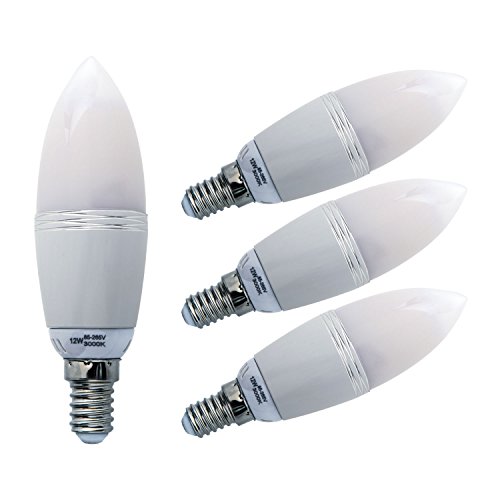Sagel E14 LED Bombillas de Vela 12W, 100W Bombillas Incandescentes Equivalente, 3000K Blanco Cálido, 1200Lm, Pequeño Tornillo Edison, Escarchado Bombillas, 4 Por Paquete
