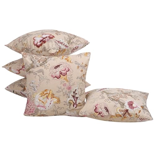 Image of Clasiko Cotton Cushion Covers Set of 5; 24x24 Inches; Beloved Blossoms