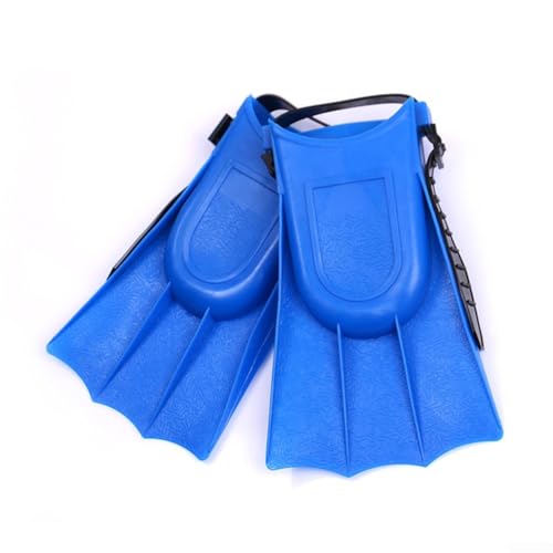 Aletas de natación ajustables para niños para buceo, soporte antideslizante, diseño aerodinámico, construcción de PVC, varios tamaños, azul, amarillo, naranja, verde, acuático (azul)