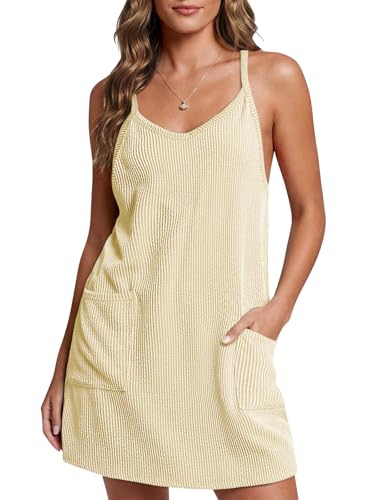 Image of Fisoew Womens Tennis Athletic Dress Mini Romper Dress with Built in Shorts Summer Vacation Outfits