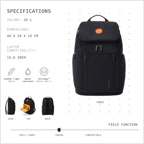 Image of Teleport Travel Backpack & Rucksack | Fits 15.6 Inch Laptop | 29L Water-Resistant Aerology Nylon Daypack with Luggage Strap & Bottle Pocket