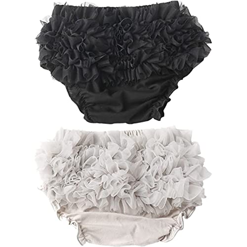REWANGOING 2 Pack of Toddler Infant Baby Girls Bloomers Lace Ruffle Bowknot Cotton Cute Bloomer Shorts