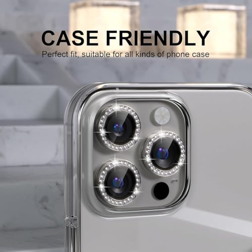 Image of DIAMOND Camera Lens Protector For IPHONE 16 PRO / 15 PRO / 16 PRO MAX / 15 PRO MAX ( GREY ) UHD 9H Glass, Anti Drop, Scratch Resistant, Case Friendly, Removable, Waterproof, Heavy Duty Camera Protector, ( BUY 2 GET 1 FREE )