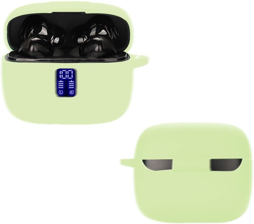 Silicon Case Cover Compatible with TAGRY X08 and ZIUTY A1 Wireless Earbuds, Protective Case with keychain, with Window for LED Display, Luminescent Yellow - Image 5