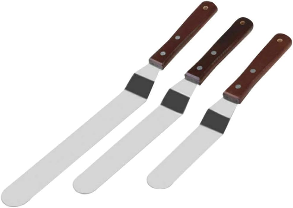 3 Piece Stainless Steel Cream Butter Spatula Set for Cake Decorating
