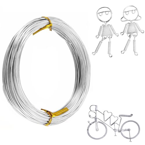 Alambre de Aluminio 1 mm, Alambre para Joyeria 30 m, Flexible y Moldeable Alambre, para Manualidades Fabricación de Joyas,...