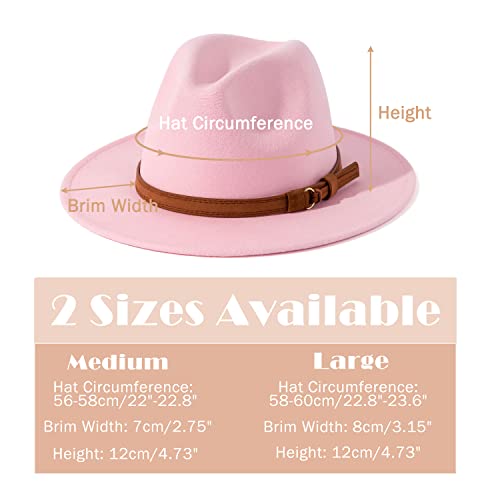Image of Lisianthus Men & Women Vintage Wide Brim Fedora Hat | Classic Belt Buckle Decor, Adjustable Drawstring, Inner Breathable Sweatband, Timeless Style, Ideal for Travel & Daily