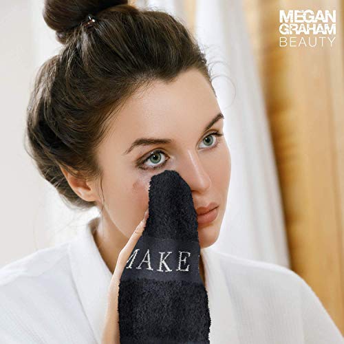 The Little Black Towel Makeup Remover Cloth - Luxury Washcloths For Gentle Face Wash, Removing Eye Liner, Mascara, Plus Foundation Eraser. Bleach Resistant, Soft Jacquard Lettering, Pack Of 4 #TOP2