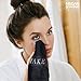 The Little Black Towel Makeup Remover Cloth - Luxury Washcloths for Gentle Face Wash, Removing Eye Liner, Mascara, plus Foundation Eraser. Bleach Resistant, Soft Jacquard Lettering, Pack of 4