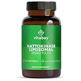 Vitabay Nattokinase 20.000 FU/G - 180 Vegan and Highly-dosed Softgels - Nattokinase Enzyme Nutritional Supplements with Natto Enzyme from Fermented SOYA Beans Extract - Liposomal & Laboratory Tested