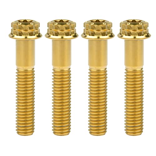 Image of Titanium Flange 12 Point Head M8 x15 20 25 30 35 40 45 50 55 60 65mm Screw Bolt Pack of 4 (M8x40mm, Gold)