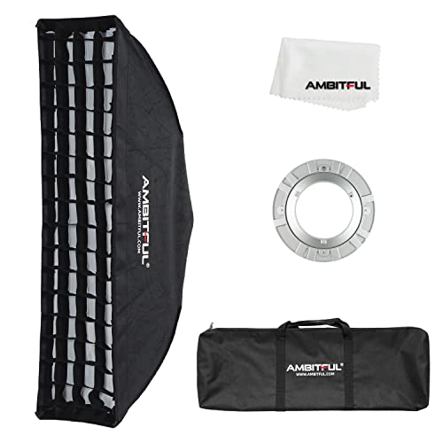 AMBITFUL FW22 x 90 - Boîte à lumière Bowens en nid d'abeille - 22 x 90 cm - Avec Grille en nid d'abeille + Sac de Transport - Pour Lampe Bowens