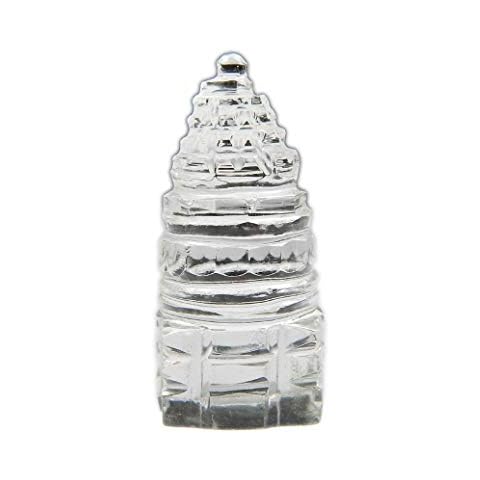 Myhealingworld Shree Yantra Crystal Natural Clear Quartz Handcrafted Small Sculpture Statue (Size 1.5 x 1.5 x 3.5 cm Approx) Cover