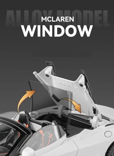 Image of 1:24 McLaren 720S Convertible Diecast Car | Alloy Metal Pull Back Toy Car with Openable Doors, Lights & Music | Model Car for Kids Boys Girls Gift & Collectors (White)
