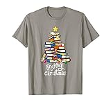Merry Christmas Tree Shirt Love reading books Librarian nerd