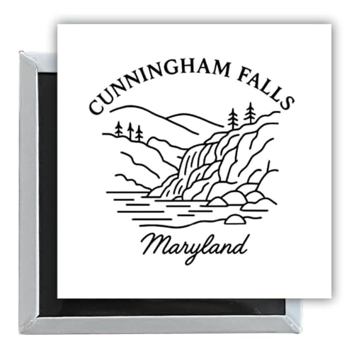 Cunningham Falls Maryland Minimalistic Design Souvenir 2.5 x 2.5-Inch Fridge Magnet - White