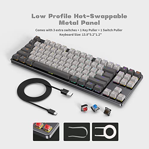 Image of CIDOO 87 Keys Rgb Mechanical Keyboard,Low Profile Gaming Keyboard With Aluminum Housing,Tkl Hot-Swappable Ultra-Slim 80 Percent Keyboard For Gaming And Work,Compatible With Windows System,Wired,Black