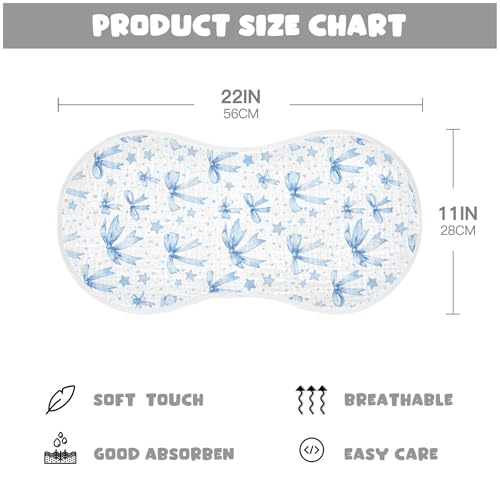 xigua Blue Bows Muslin Baby Burp Cloths Set of 2, Super Soft & Absorbent Burping Rags, Cotton Burp Clothes Shower Gift for Newborn, Baby Girls and Boys4