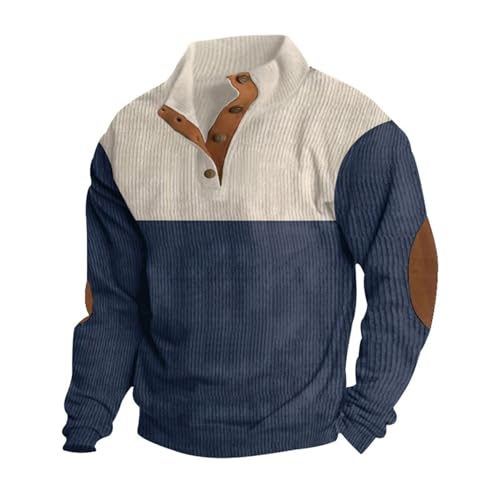 Western Sweatshirts Corduroy Shirt for Men Quarter Button Down Fall Shirts Long Sleeve Big and Tall Hoodies Pullover
