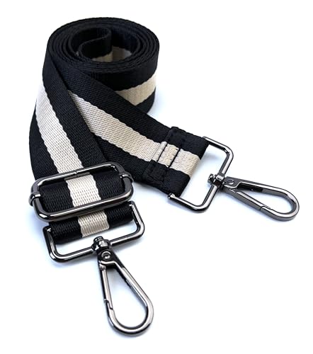 Image of Purse Strap Replacement for Crossbody Bags & Handbags | Premium Webbing with Gunmetal Black Hardware Clip-On Installation Adjustable Length Comfortable Wide Guitar Style Strap