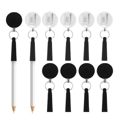 Heavy Duty Retractable Pull Pen Pencil Holder 24" String Elastic Silicone Pencil Holder for Carpenters, Nurses, Waitresses, Construction Workers (10 Pcs) by Quxyxso - Used condition - CA$17.40