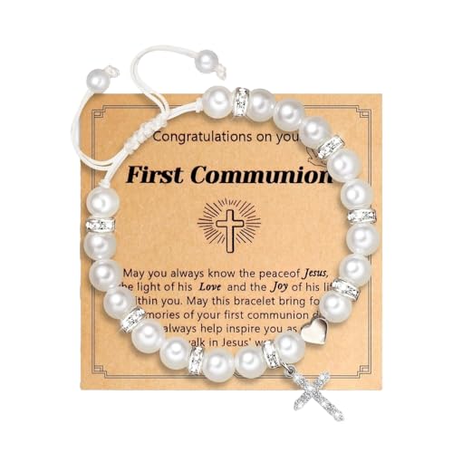 WOUYTPE Pulseras Cruz Comunion, Regalos Comunion Niña, Pulsera Comunion Niña, Adecuado para Regalo de Comunión o Regalo de Cumpleaños para Niñas, Longitud Ajustable, con Tarjeta de Felicitación (B) WOUYTPE Pulseras Cruz Comunion, Regalos Comunion Niña, Pulsera Comunion Niña, Adecuado para Regalo de Comunión o Regalo de Cumpleaños para Niñas, Longitud Ajustable, con Tarjeta de Felicitación (B)
