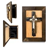 Bellewood Designs Layered Cross Hidden Gun Safe Furniture - Handcrafted Gun Concealment Furniture - Quick Access Concealment Shelf with Magnetic Lock - Hidden Gun Storage for Handguns