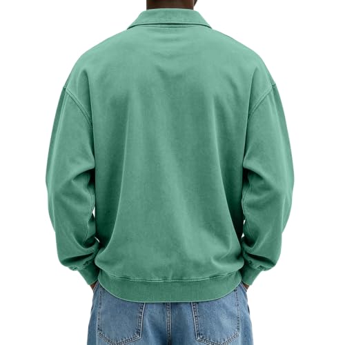 Washed Polo Shirts for Men Big and Tall Long Sleeve Tshirts Casual Pullover - image 5