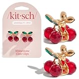 Kitsch Cherry Small Hair Clips for Women – Rhinestones Small Claw Clips | Electroplated Metal Springs and Anti-Rust Finish | Strong Hold for Updo and Cute Half Up Styles | Ideal Gifts for Women - 2pcs