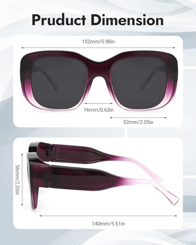 Meeloog Over Glasses Sunglasses for Women Polarized Stylish Large Shades Cover Glass Women Square for Driving MST00663