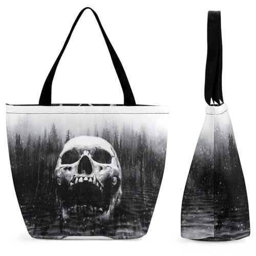 Sac crâne effrayant à bandoulière grand format pour voyage et shopping quotidien