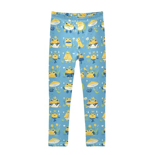 KLL Various Funny Frogs Safari Mushroom Princess Toddler Girl Cotton Leggings Fashion High Waisted Workout Pants Running