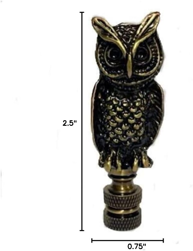 OWL LAMP SHADE FINIAL ~ ANTIQUE BRASS (FINIAL THREAD) FT-60