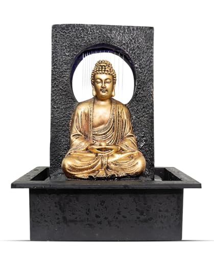 Image of UAG EXPORTS Buddha LED Waterfall Fountain | Premium Indoor Tabletop Water Fountain for Home & Office | Spiritual Decor for Peace, Positive Aura & Relaxation | Positive Energy Gift Item