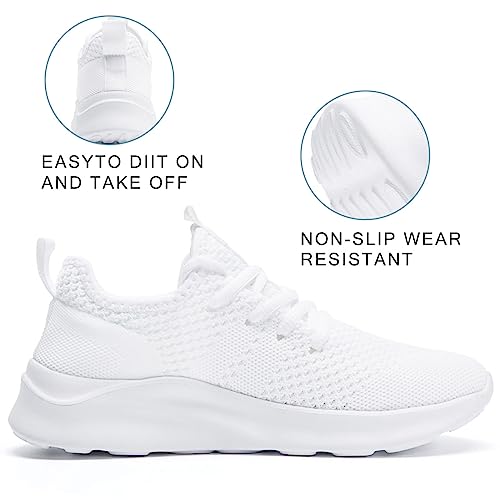 Wohhhw Women Walking Shoes Ladies Running Sneakers Breathable Mesh Sports Shoes Casual Lightweight Gym Lace Up Sneakers Fitness Athletic Slip On Comfortable White Us Size 9 thumb #2